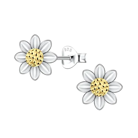 kukka lasten korvakorut  hopea kanssa kullattu hopea - Little Ones