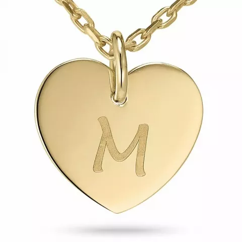 M-kirjain ankkurikaulaketju  kullattua hopeaa sydänriipus 9 karaatin kultaa