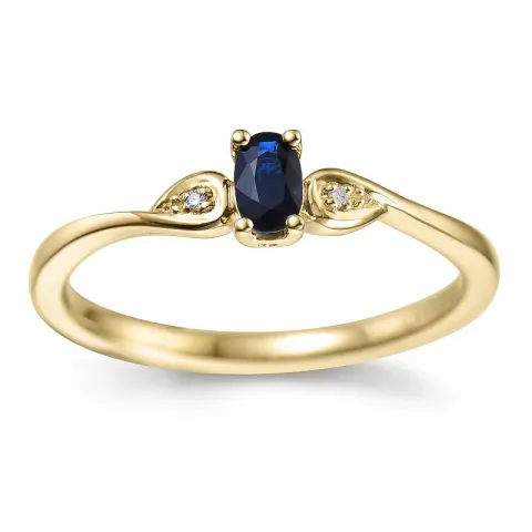 sininen safiiri timanttisormus 14 karaatin kultaa 0,008 ct 0,35 ct