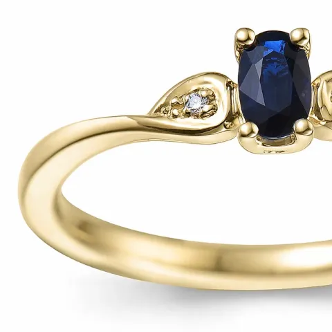 sininen safiiri timanttisormus 14 karaatin kultaa 0,008 ct 0,35 ct