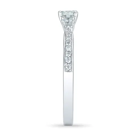 aitoja timantti sormus 14 karaatin valkokultaa 0,30 ct 2 x 0,10 ct 0,11 ct