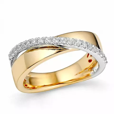abstrakti timantti sormus 14 karaatin kulta ja valkokultaa 0,2 ct
