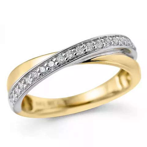 abstrakti timantti sormus 14 karaatin kulta ja valkokultaa 0,201 ct