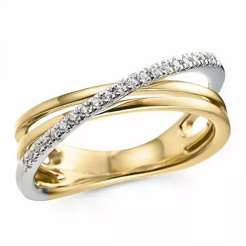abstrakti timantti sormus 14 karaatin kulta ja valkokultaa 0,105 ct