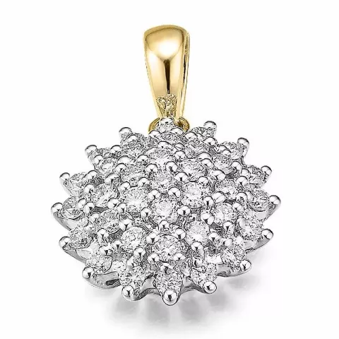 pyöreä timantti riipus 14 karaatti kulta ja valkokultaa 0,53 ct