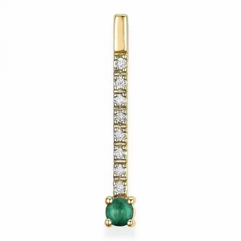 Trendikkäitä smaragdi timanttiriipus 14 karaatti kultaa 0,07 ct 0,13 ct
