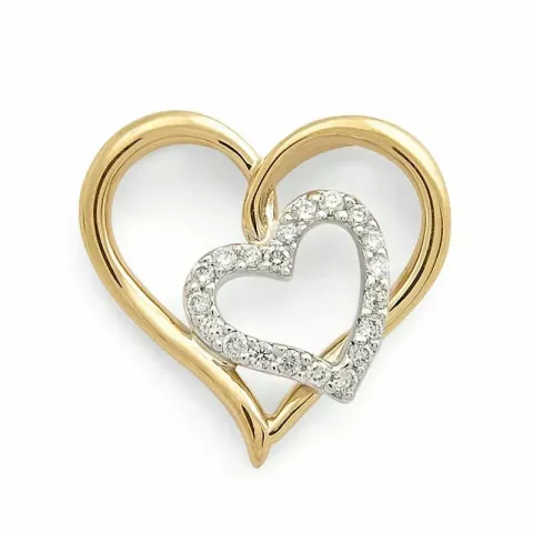 sydän timanttiriipus 14 karaatti kulta ja valkokultaa 0,16 ct