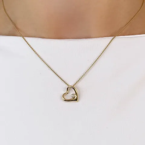 aitoja sydän timanttiriipus 14 karaatti kultaa 0,03 ct