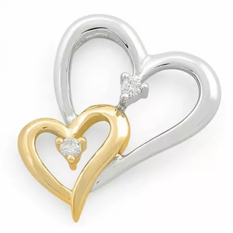 sydän timanttiriipus 14 karaatti kulta ja valkokultaa 0,04 ct