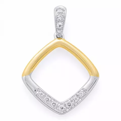 Suuri neliskulmainen timanttiriipus 14 karaatti kulta ja valkokultaa 0,07 ct
