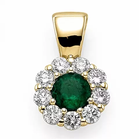 pyöreä smaragdi timanttiriipus 14 karaatti kultaa 0,36 ct 0,45 ct