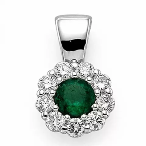 pyöreä smaragdi timanttiriipus 14 karaatti valkokultaa 0,36 ct 0,45 ct