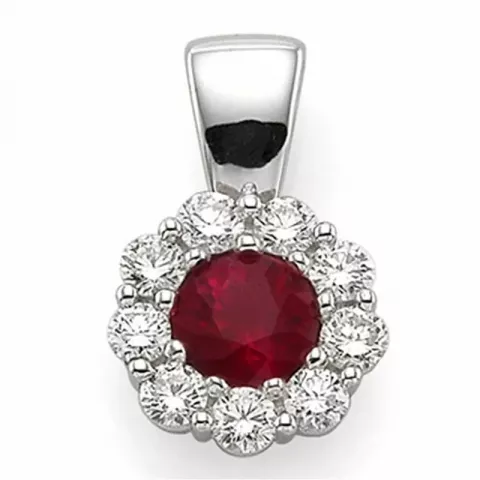 pyöreä rubiini timanttiriipus 14 karaatti valkokultaa 0,36 ct 0,50 ct