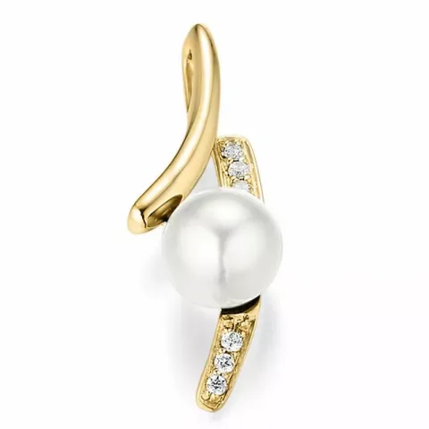 Valkoinen helmi riipus 14 karaatti kultaa 0,052 ct