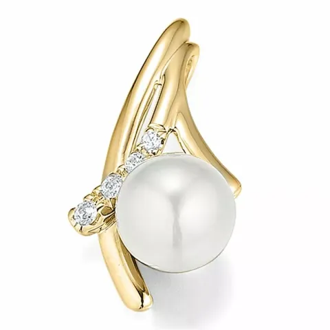 valkoinen helmi riipus 14 karaatti kultaa 0,05 ct