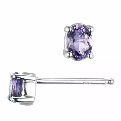 2 x 0,16 ct koru ametisti nappikorvakorut 14 karaatin valkokultaa kanssa ametisti 
