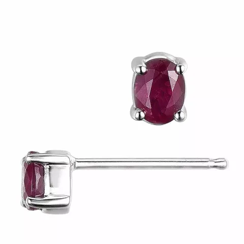 2 x 0,25 ct koru rubiini nappikorvakorut 14 karaatin valkokultaa kanssa rubiini