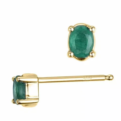 2 x 0,20 ct koru vihreä smaragdi nappikorvakorut 14 karaatin kultaa kanssa smaragdi