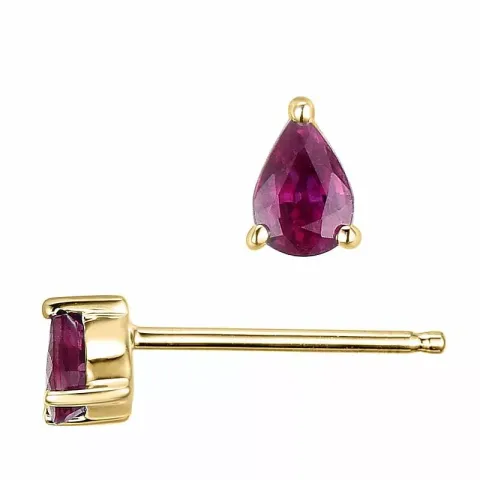 2 x 0,22 ct punaista rubiini nappikorvakorut 14 karaatin kultaa kanssa rubiini 
