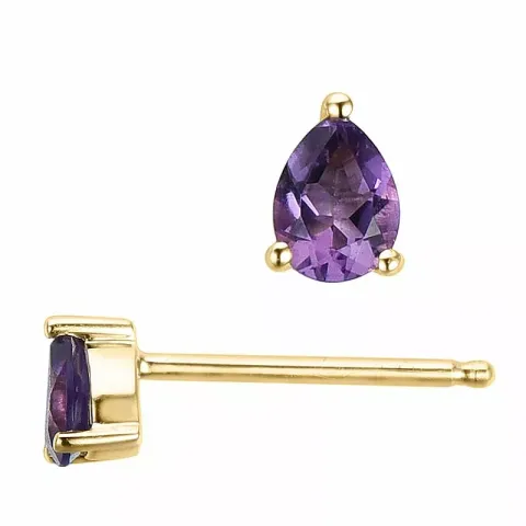 2 x 0,14 ct pisara lila ametisti nappikorvakorut 14 karaatin kultaa kanssa ametisti