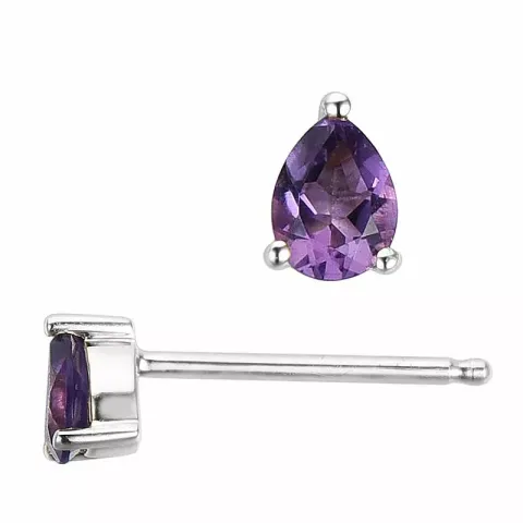 2 x 0,14 ct pisara ametisti nappikorvakorut 14 karaatin valkokultaa kanssa ametisti 