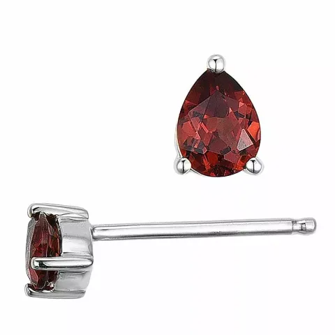 2 x 0,23 ct granaatti nappikorvakorut 14 karaatin valkokultaa kanssa granaatti