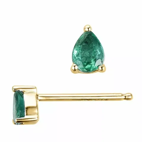 2 x 0,15 ct vihreä smaragdi nappikorvakorut 14 karaatin kultaa kanssa smaragdi