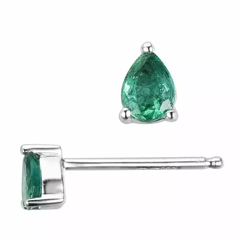 2 x 0,15 ct  smaragdi nappikorvakorut 14 karaatin valkokultaa kanssa smaragdi 