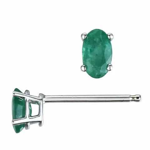 2 x 0,25 ct smaragdi nappikorvakorut 14 karaatin valkokultaa kanssa smaragdi 