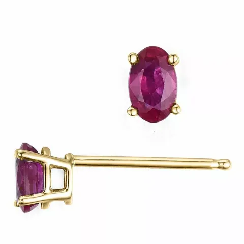 2 x 0,35 ct punaista rubiini nappikorvakorut 14 karaatin kultaa kanssa rubiini