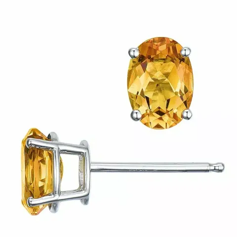 2 x 0,80 ct keltainen sitriini nappikorvakorut 14 karaatin valkokultaa kanssa sitriini