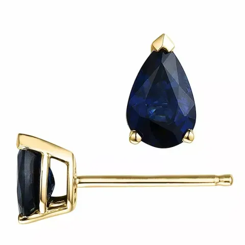 2 x 0,55 ct sininen safiiri nappikorvakorut 14 karaatin kultaa kanssa safiiri