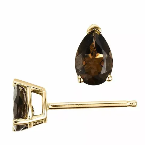 2 x 0,40 ct pisara savunväristä kvartsi solitaire-nappikorvakorut 14 karaatin kultaa kanssa kvartsi