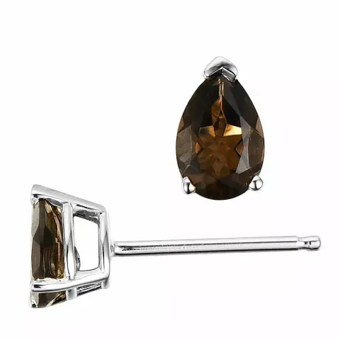 2 x 0,40 ct savunväristä kvartsi nappikorvakorut 14 karaatin valkokultaa kanssa kvartsi