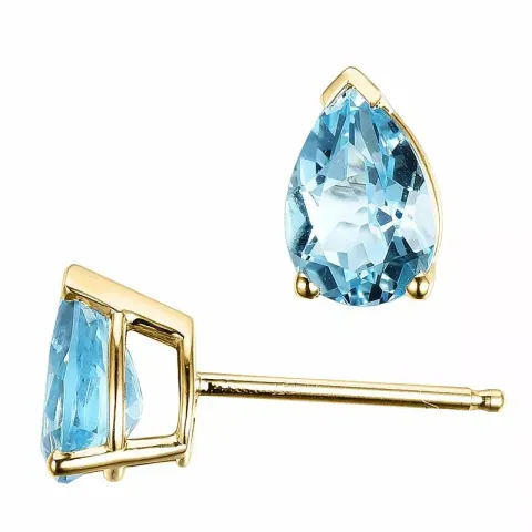 2 x 0,85 ct sininen topaasi nappikorvakorut 14 karaatin kultaa kanssa topaasi