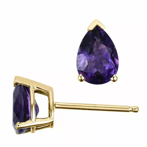 2 x 0,68 ct lila ametisti nappikorvakorut 14 karaatin kultaa kanssa ametisti