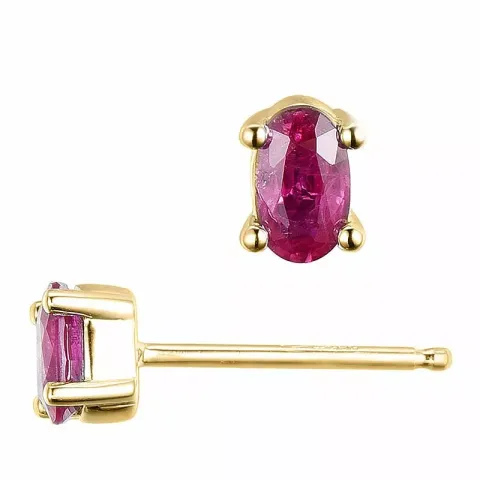 2 x 0,35 ct punaista rubiini nappikorvakorut 14 karaatin kultaa kanssa rubiini
