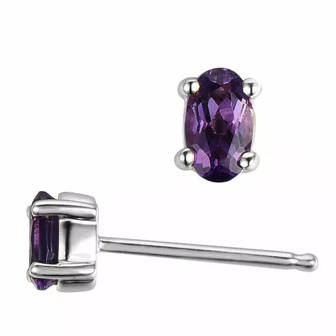2 x 0,25 ct ovaaleja ametisti nappikorvakorut 14 karaatin valkokultaa kanssa ametisti 
