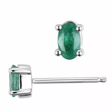 2 x 0,25 ct smaragdi nappikorvakorut 14 karaatin valkokultaa kanssa smaragdi 