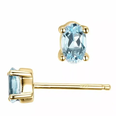 2 x 0,30 ct ovaaleja vaaleansininen topaasi nappikorvakorut 14 karaatin kultaa kanssa topaasi