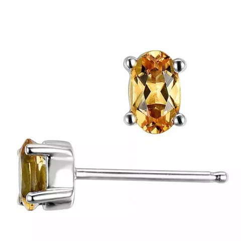 2 x 0,25 ct sitriini nappikorvakorut 14 karaatin valkokultaa kanssa sitriini 