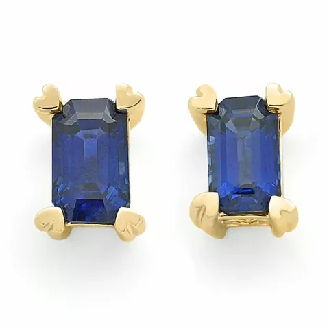 2 x 0,38 ct sininen safiiri nappikorvakorut 14 karaatin kultaa kanssa safiiri