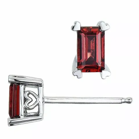 2 x 0,39 ct neliskulmainen granaatti nappikorvakorut 14 karaatin valkokultaa kanssa granaatti