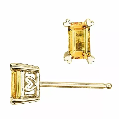 2 x 0,28 ct neliskulmainen keltainen sitriini nappikorvakorut 14 karaatin kultaa kanssa sitriini