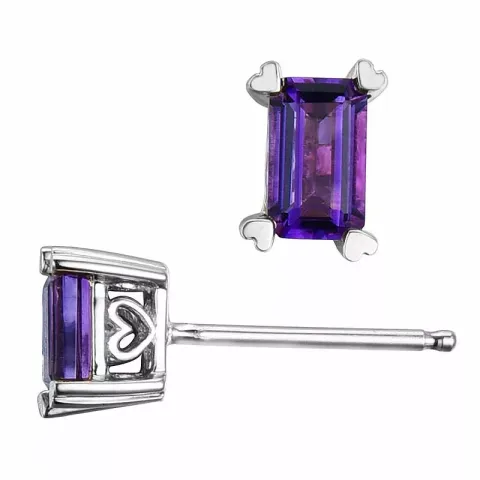 2 x 0,28 ct ametisti nappikorvakorut 14 karaatin valkokultaa kanssa ametisti