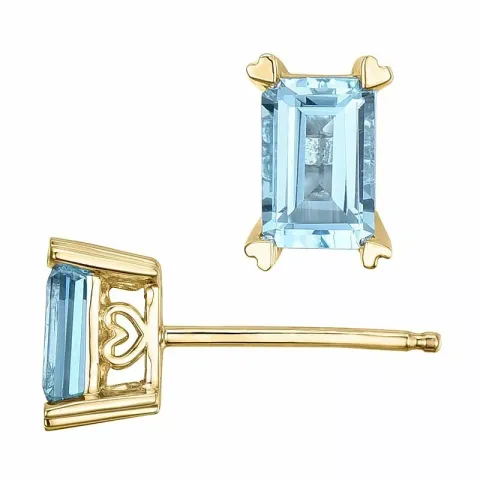 2 x 0,7 ct koru vaaleansininen topaasi nappikorvakorut 14 karaatin kultaa kanssa topaasi
