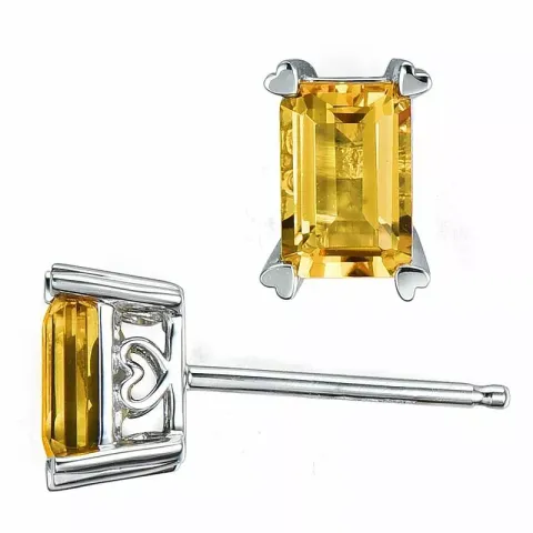 2 x 0,55 ct koru sitriini nappikorvakorut 14 karaatin valkokultaa kanssa sitriini