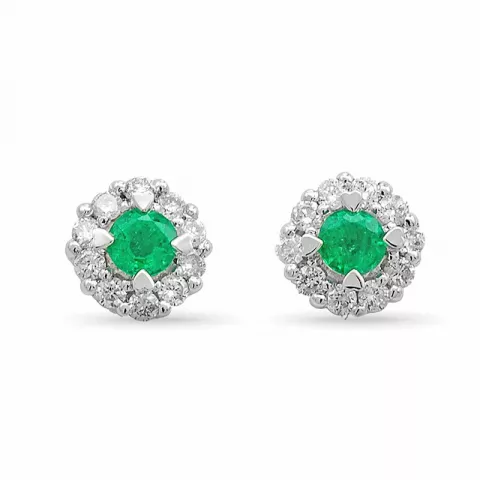 pyöreitä smaragdi timanttikorvakorut 14 karaatin valkokultaa kanssa smaragdi ja timantti 