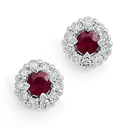 pyöreitä rubiini timanttikorvakorut 14 karaatin valkokultaa kanssa rubiini ja timantti 