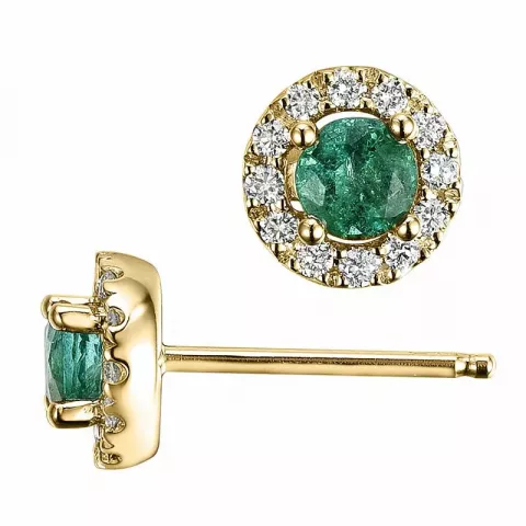 pyöreitä smaragdi briljanttikorvakorut 14 karaatin kultaa kanssa smaragdi ja timantti 